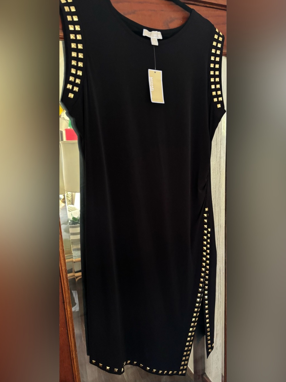 Michael Kors Black Top with Gold Logo Tag